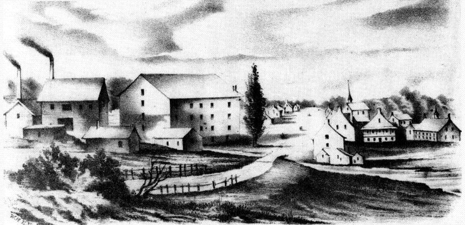 Sketch of Waterloo village ca 1853